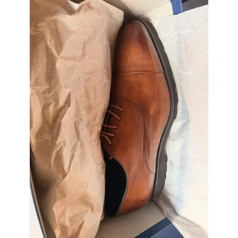 Massimo Matteo Mens Toledo Tan Leather Gomma Aquila Cap Toe Oxfords Size 9M NIB